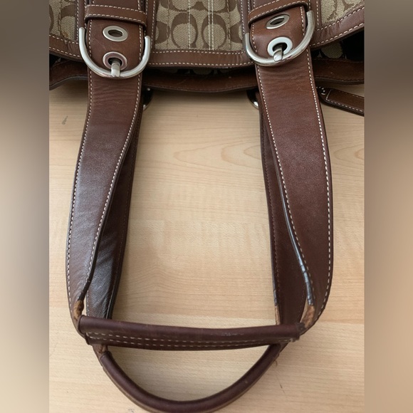 Coach Brown Signature Vintage Tote Bag With Side Pockets - Picture 8 of 12